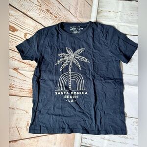 Denim & Flower Navy Graphic Palm Tee - White Print